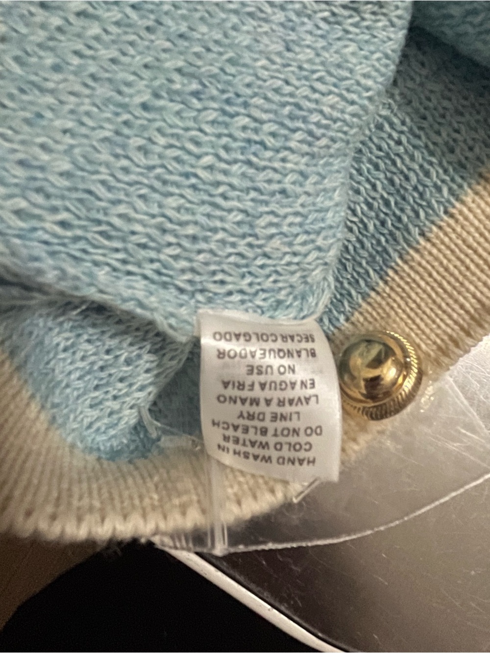 Light Blue Contrast-Trim Women's Sweater - Picture 4 of 5
